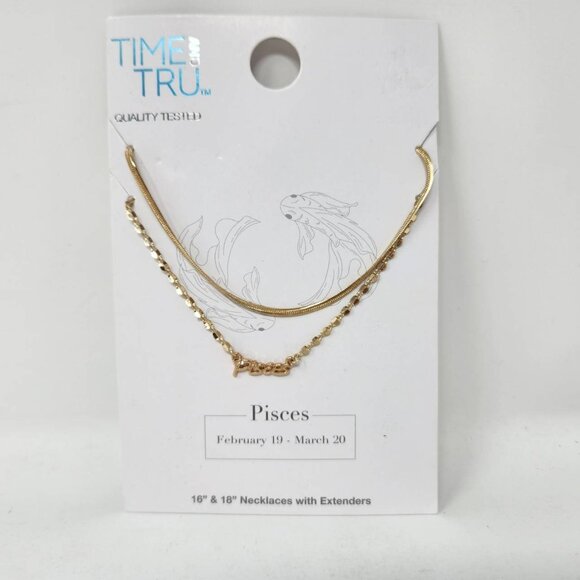 Time And Tru Pisces Necklace Set 16" & 18" Gold-Tone - Picture 1 of 6
